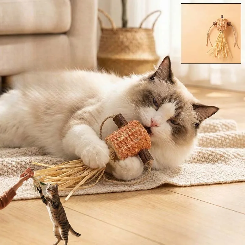 Cat Chew Toy Teeth Cleaning Teeth Grinding Bite-resistant Kitten Toy Interactive Teasing Stick Cat Toy Supplies