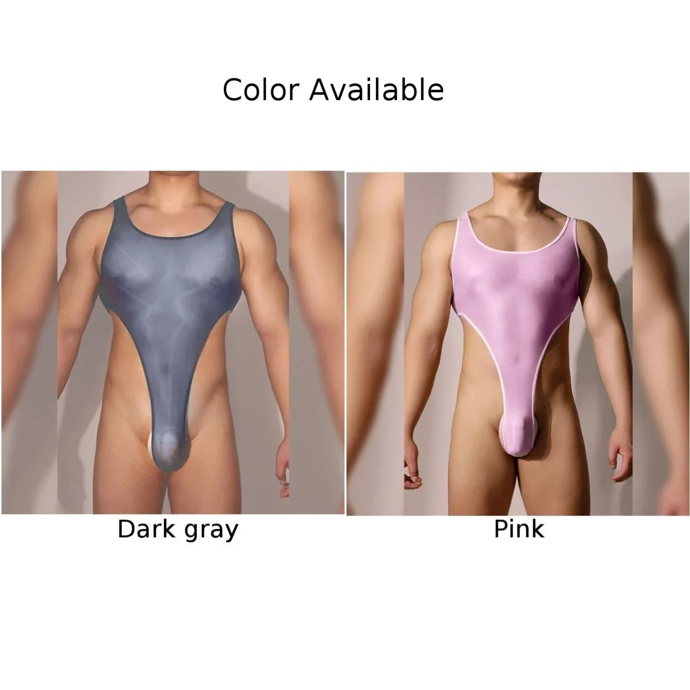 Fashion New Home Bodysuit Jumpsuit Lingerie Backless Fitness Glossy High Elastic Mens Shiny Sleeveless Slim Male