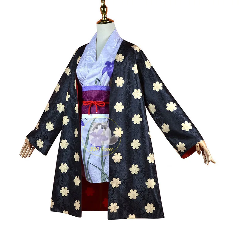 Anime Nico Robin Cosplay Costume Nico Robin Wano Uniform Kimono Outfits Nico Robin Wig Halloween Party Costumes for Girl Women