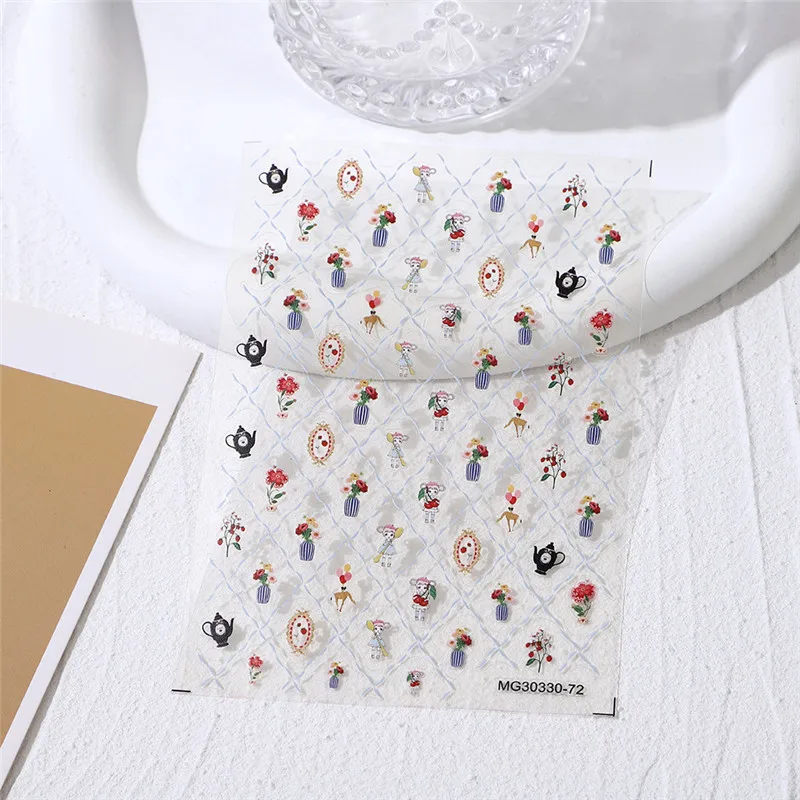 New Lovely Kawaii Bow Nail Water Sticker Anime Rabbit acquerello Design per decalcomanie per unghie Cute Cartoon Watermark Manicure Slider