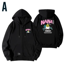 Kpop Letter NANA TOUR Printed Hip Hop Zipper Hoodie Women's Autumn Cotton Sweatshirt Harajuku Men Women Y2K Casual Black Jacket