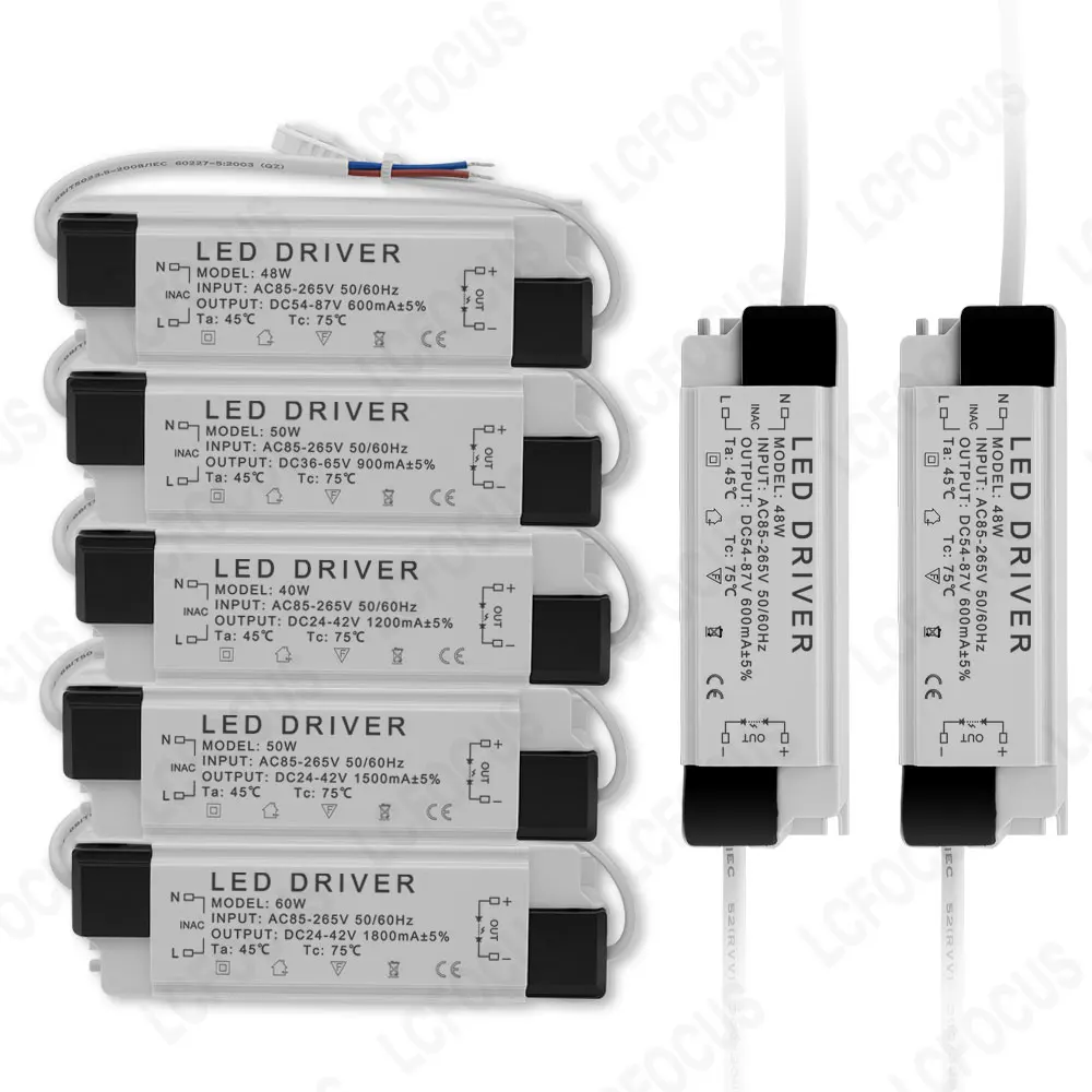 LED Driver DC 54-87V 36-65V 24-42V 600mA 900mA 1200mA 1500mA 1800mA Power Supply For 30W 40W 48W 50W 60W Lighting Transformers