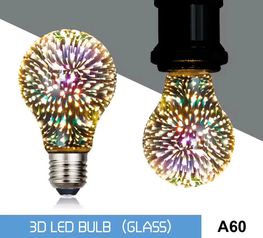 

A60 3D fireworks bulb Christmas atmosphere decoration colorful bulb glass globe