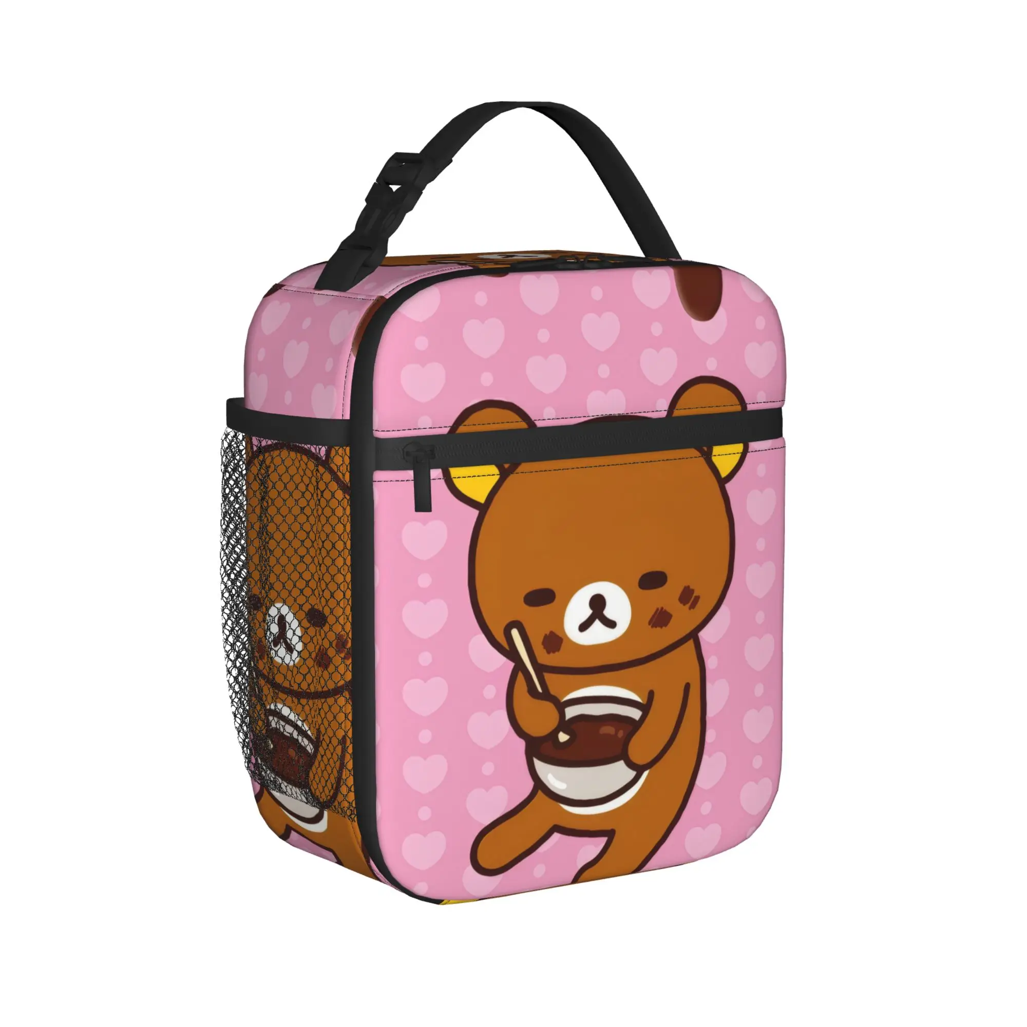 

Термоизолированные сумки для обедов с изображением мультяшного персонажа Рилаккума для офиса, портативные контейнеры для еды, термосумки-холодильники для обедов