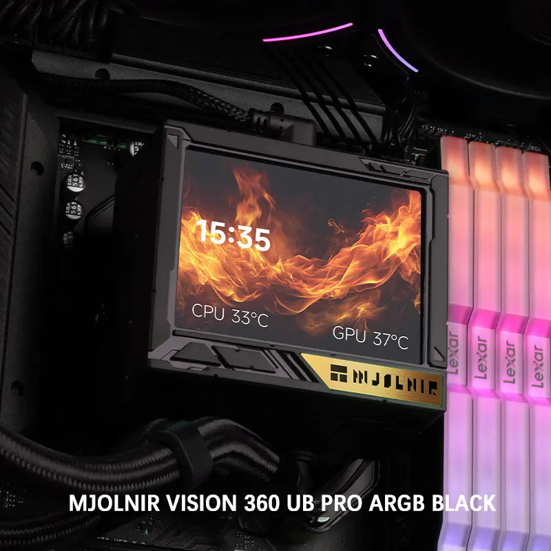 Thermalright Mjolnir VISION 360 UB PRO ARGB radiateur de refroidissement par eau tout-en-un, écran 3,5 pouces/support Intel LGA1851/1700/AM5