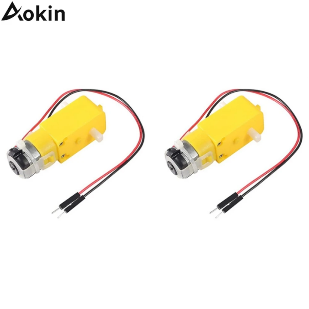 2 Motores TT Duplos DC 3-6V com Caixa de Câmbio 200RPM Relação 1:48 com Eixo e Fio de 2.54mm para Arduino DIY Carro Robô Inteligente