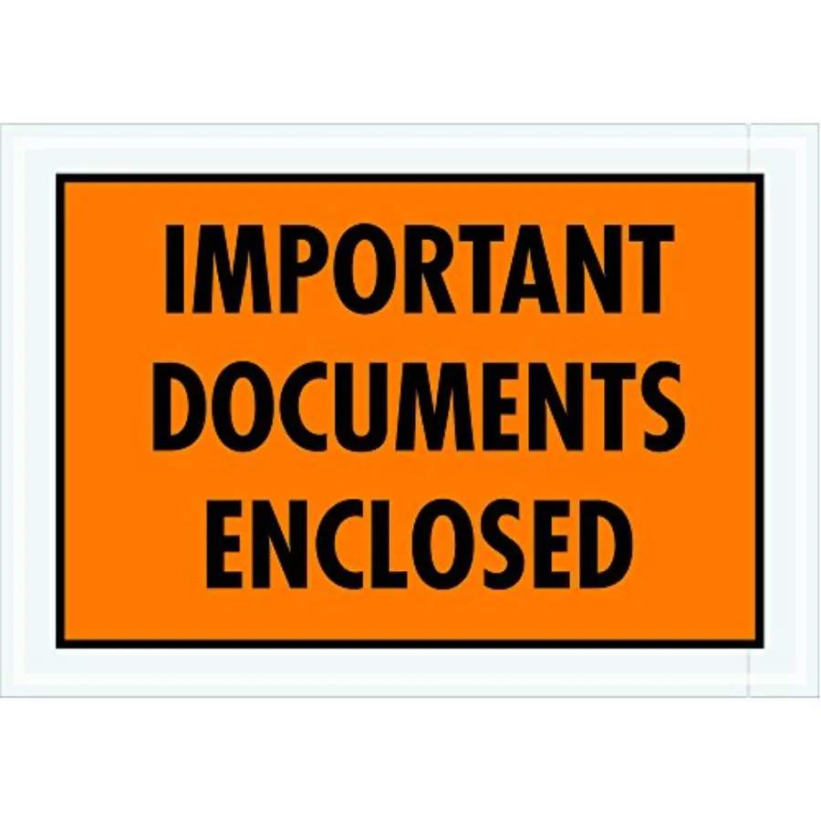 

TLPL421 "Important Documents Enclosed" Envelopes 5 1/4" x 7 1/2" Orange Pack of 1000