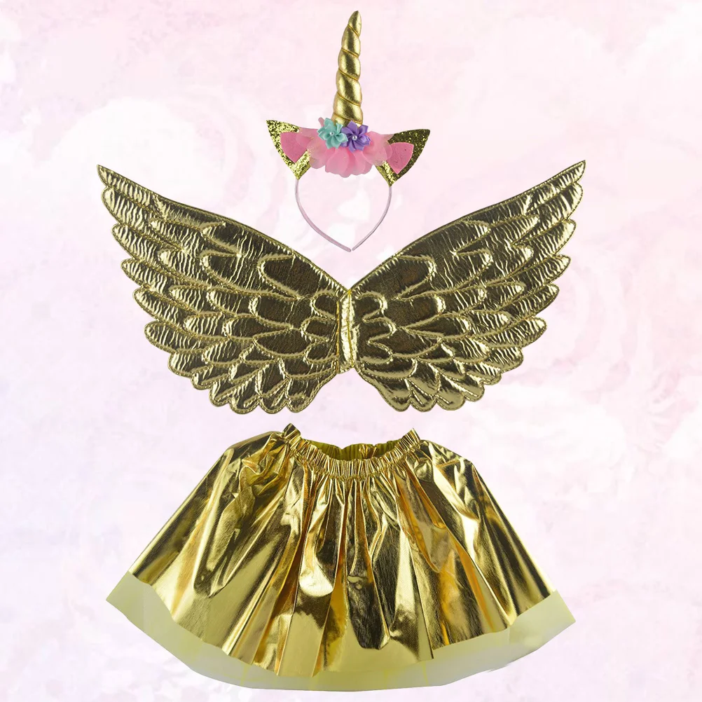 

Unicorn Headband Skirt Suit Stage Performance Costume Kids Headbands Wing Child