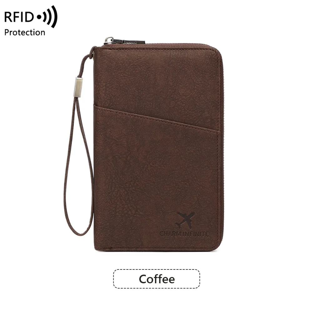 Anti-Theft RFID Protection​ ​RFID Blocking Passport Holder​ ​Long Zipper Closure​ ​Durable​ ​Multi-Passport Wallet​