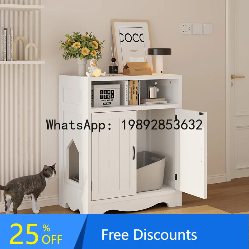 LX  Drawer Cat Litter Box Cabinet Cat Storage Cabinet Human Pet Furniture Entryway Cabinet Storage