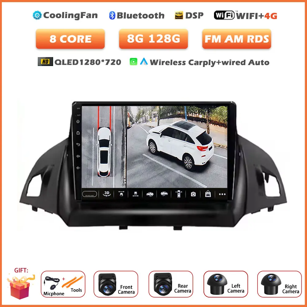 Voor Ford C-MAX Kuga 2 Escape 3 2012-2019 Android 16 Auto autoradio draadloze Carplay GPS navigatie scherm stereo video tools BT