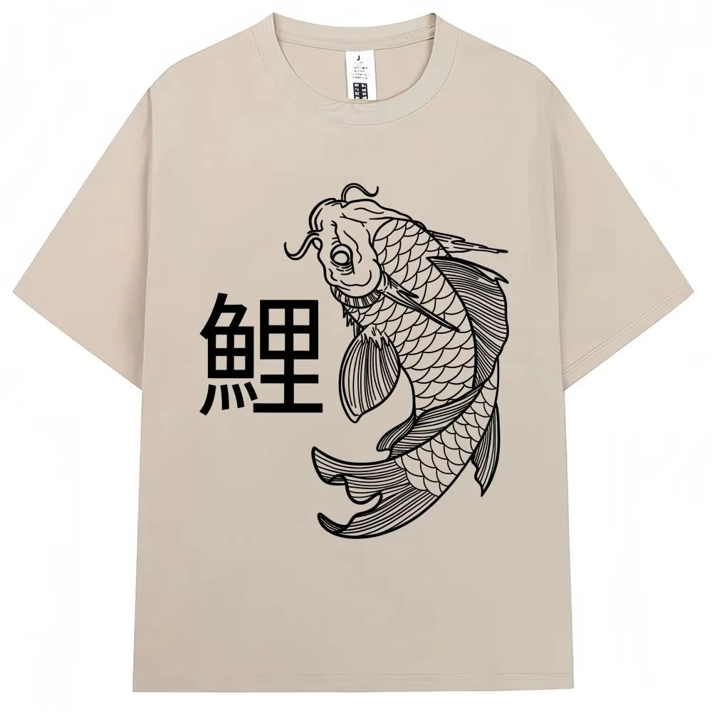 Japanese Style Koi Sign Graphic T-shirtWomen Fashion Classic Y2k Short Sleeve OversiCasual T Shirts Streetwear