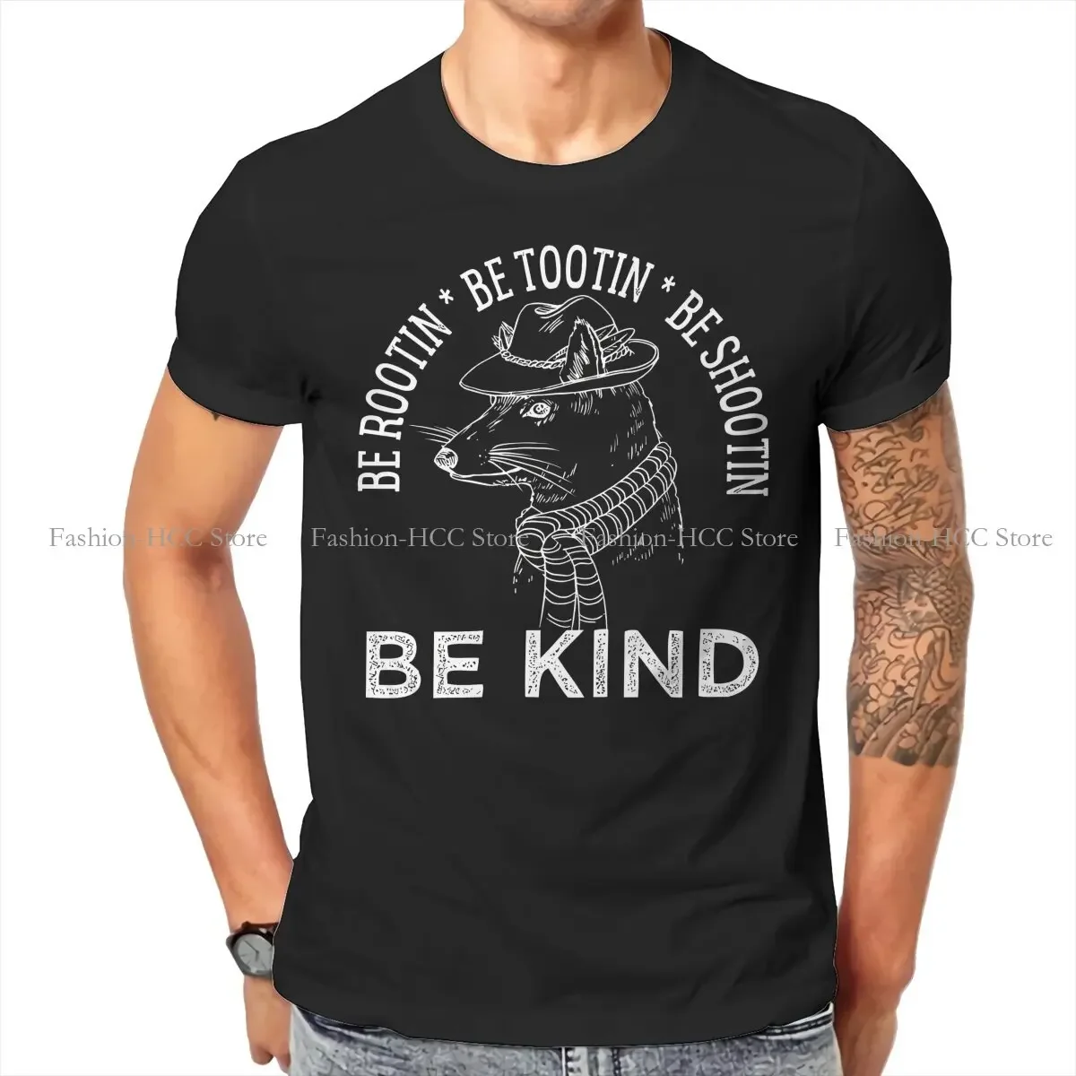 Be Shootin Be Kind Cowboy Opossum White O Neck TShirt Rootin Tootin Pure Cotton Basic T Shirt Men Clothes Individuality