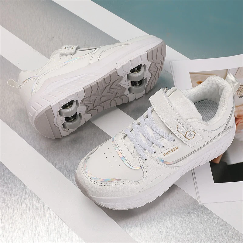 

Fall Kids' Cool Roller Sneakers: No-Tie 4-Wheel Retractable Skates – Boys' Student Roller Shoes