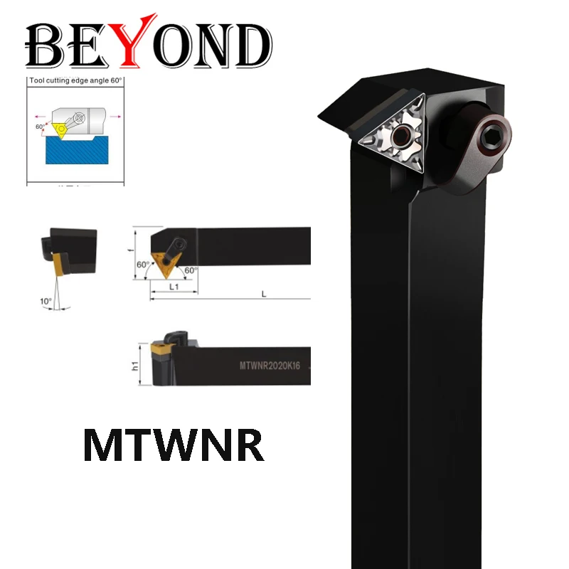 BEYOND MTWNR MTWNL 선삭 공구 거치대, MTWNR1616H16 MTWNR2020K16 선반 커터 생크, 카바이드 인서트 TNMG16 CNC 공구 바 사용, 60 °