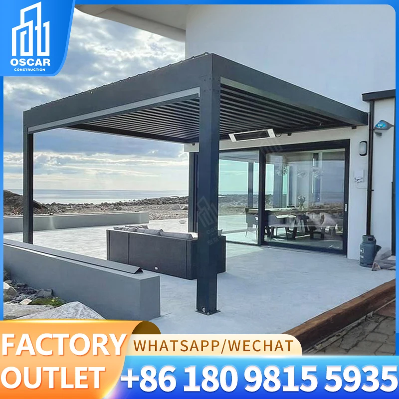 OEM 3x4 Aluminium Electric Pergola Aluminium Exterieur Bioclimatica Retractil Motorised Pergola Roof Corner Pergola