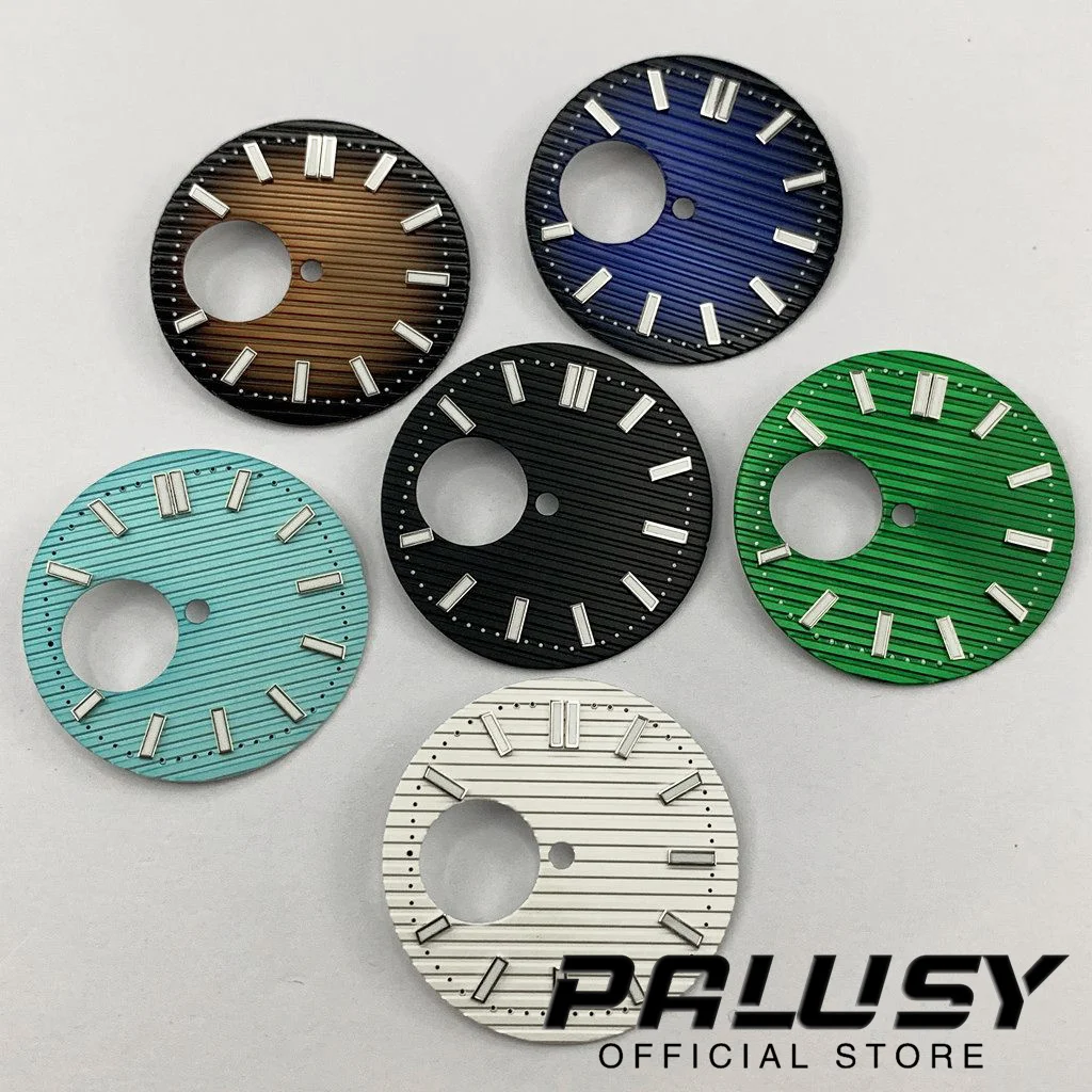 29.5mm NH38 Green Luminous Watch Dial Black Sky Blue White Green Watch Faces for NH38/NH38A Movement Replacement Parts