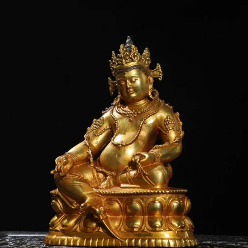 Exquisite brass gilded Yellow Jambhala Buddha statue Tibetan Buddhist home Buddhist hall offerings decorative ornaments