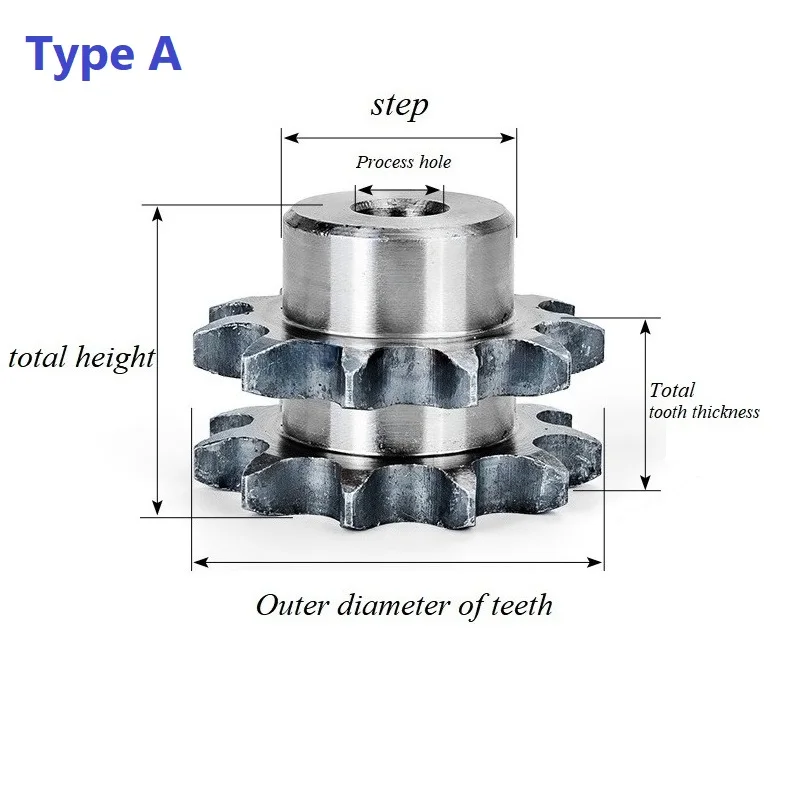 10A Duplex Drive Sprocket Wheel Gear For 10A Roller Chain No Steps Craft Holes Teeth Count 11 to 22 T