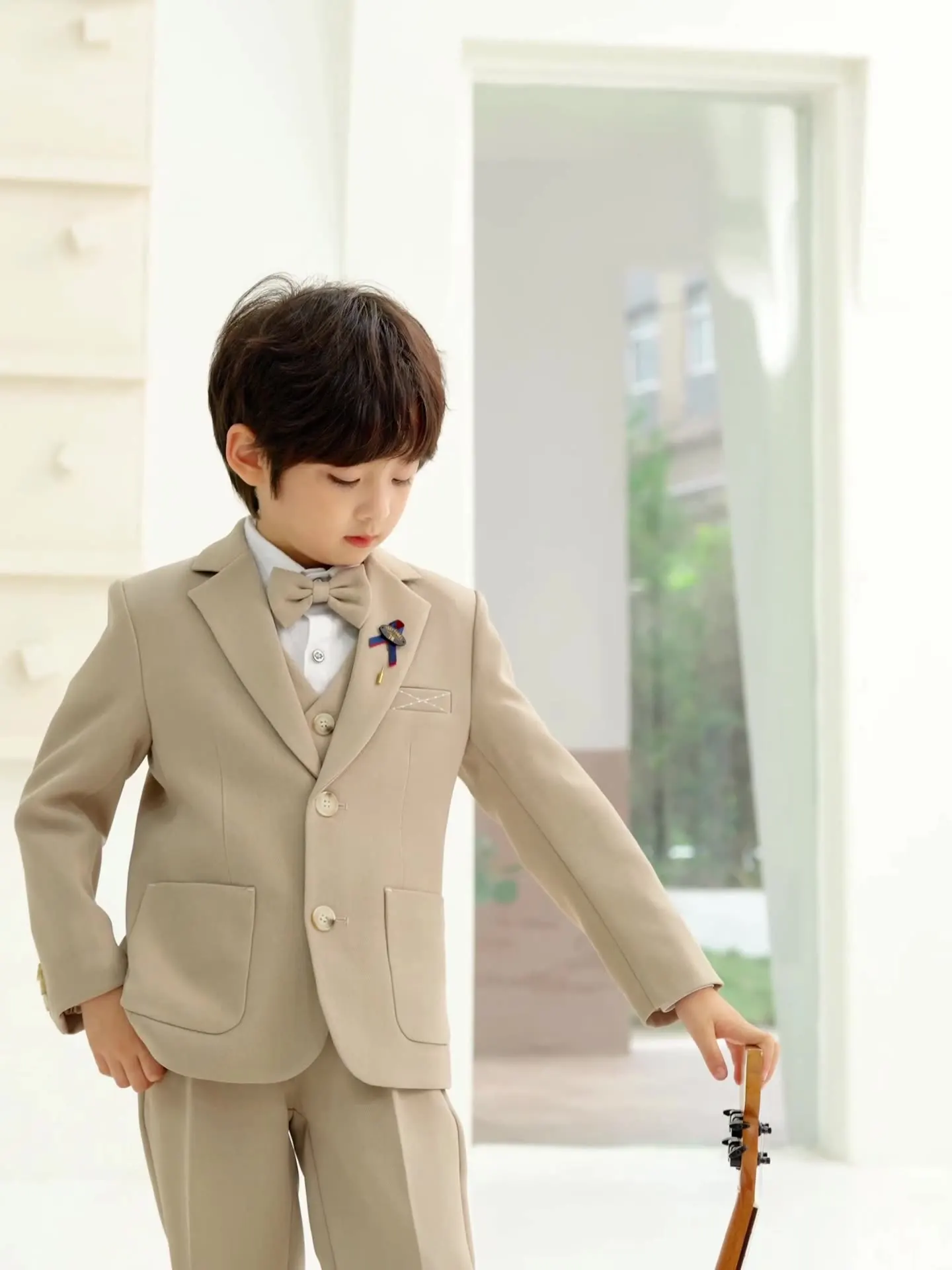 Kids British Blazer Jacket Waistcoat Wedding Suits Boys Morning Coat Formal Dress Children Tuxedos Clothes Sets Toddler Uniform