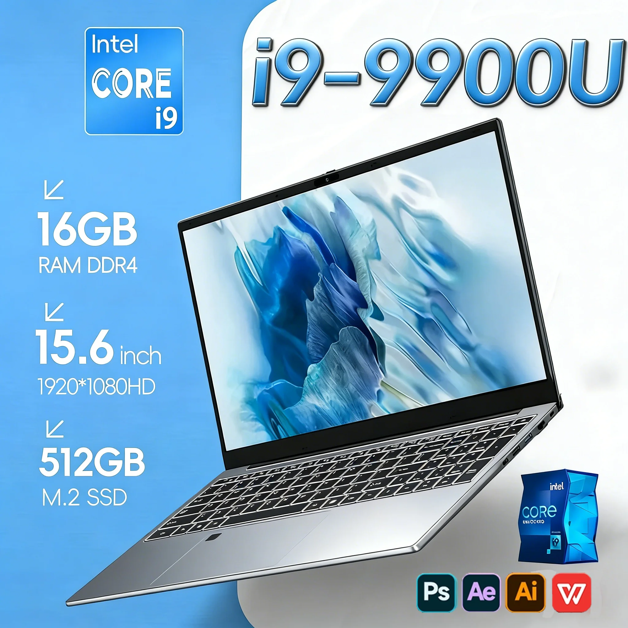 15.6" Windows 11 Pro Laptops Intel Core i9-9900U 16GB RAM 1TB SSD Office Gamer Study notebook Computer PC