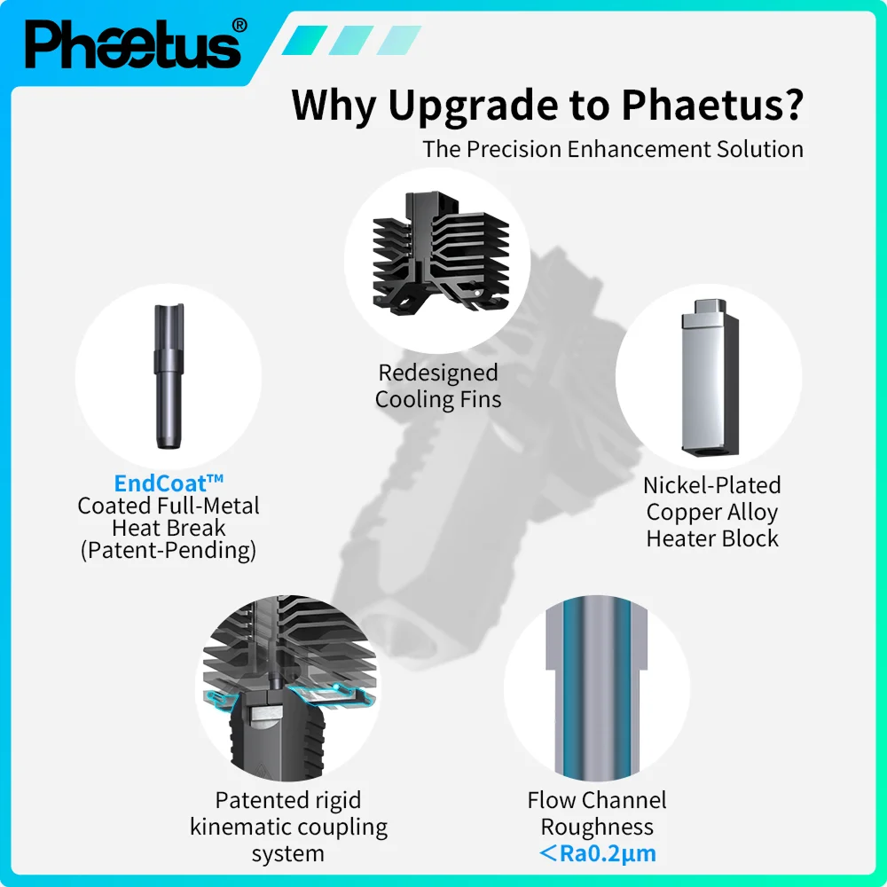 Phaetus for QIDI Plus4 3d Printer Conch M6 Hotend High Quality with Endcoat Nozzle 0.2 0.4 0.6 0.8mm For QIDI 3d Printer