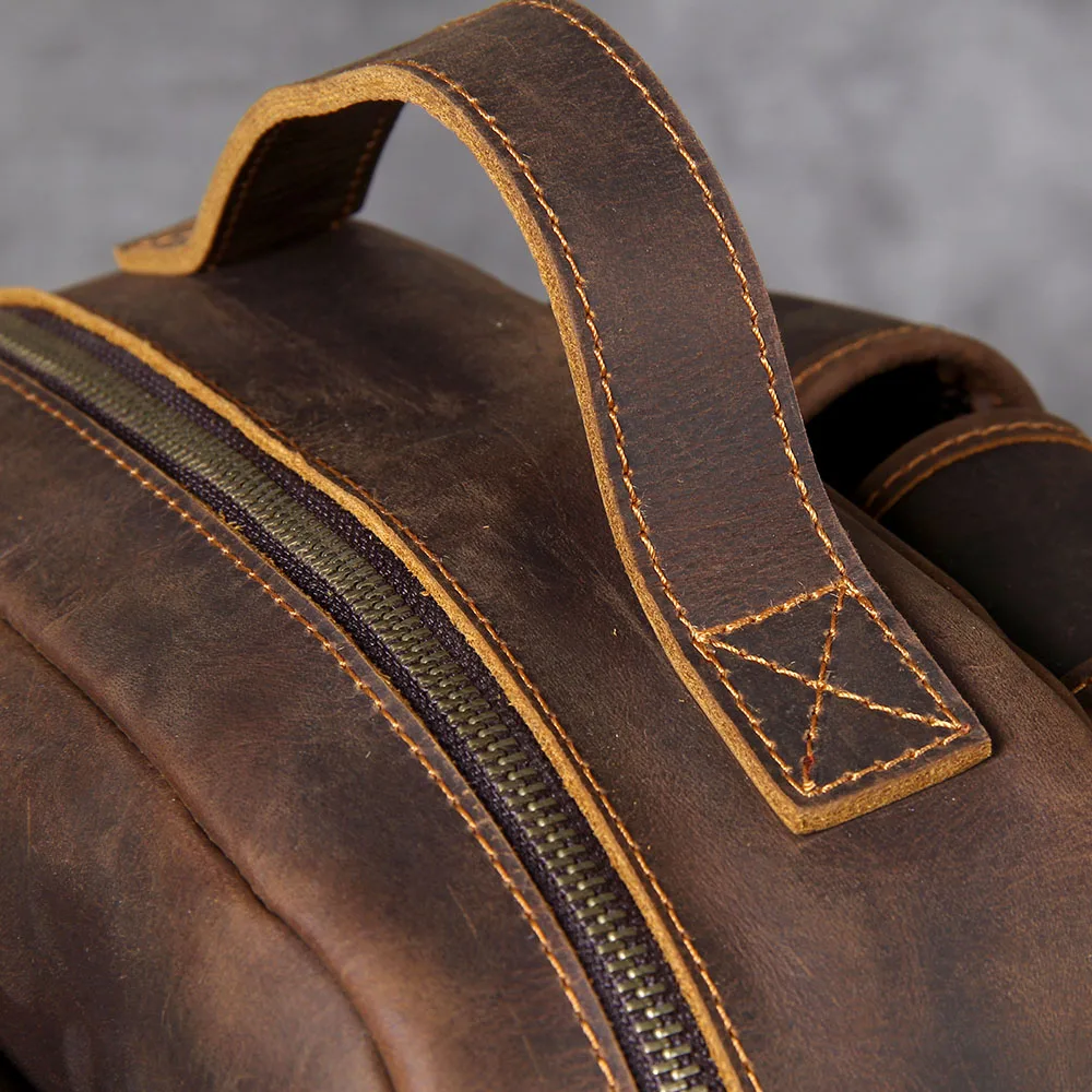 S.WORKER Vintage Echtleder Herrenrucksack Laptop-Tasche Casual Crazy-Horse Leder Schultasche Outdoor-Taschen – Detail 12