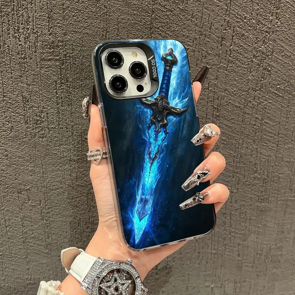 

Luminous sword case for iPhone 16 15 14 13 12 11 Pro/ Max/Plus shock-proof rear cover anti-fingerprint