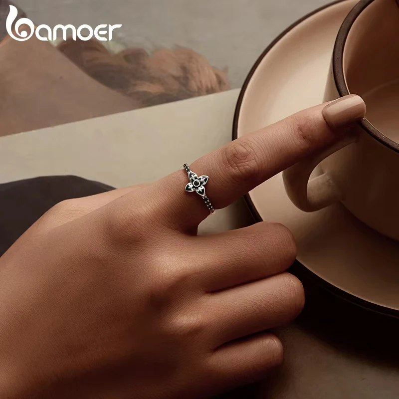 Women's 925 Sterling Silver Nightfall Flower Ring