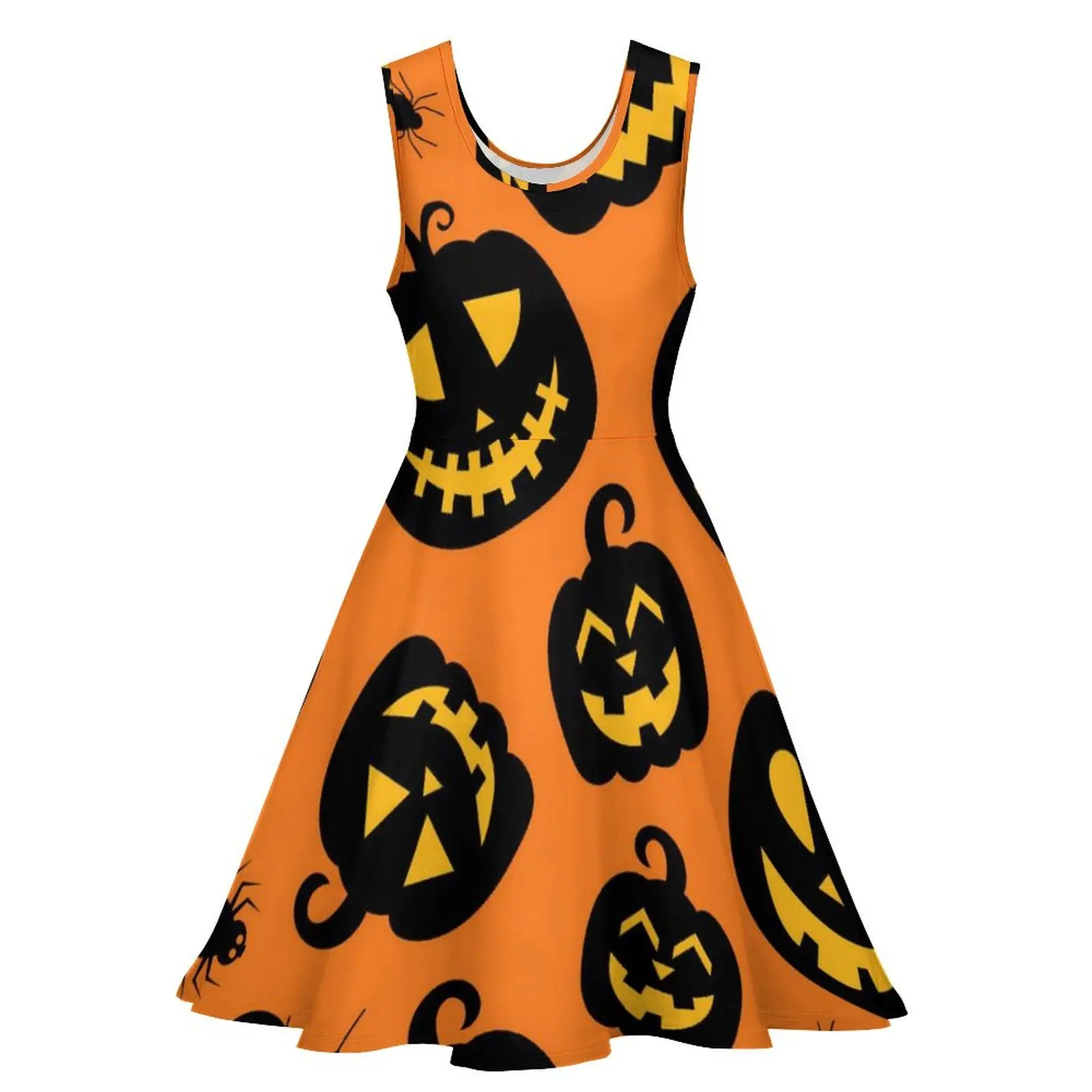 Happy Haunts Dress Halloween Pumpkin Kawaii Dresses Sleeveless Street Style Big Size Skate Dress Womens Design Vestido