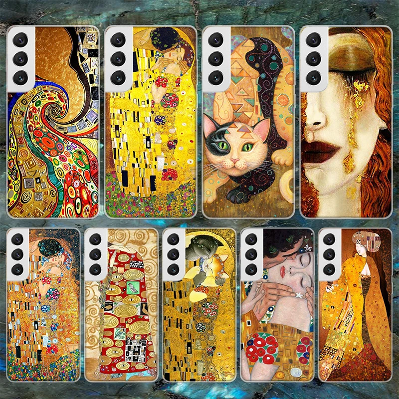 Kiss by Gustav Klimt Desig Soft Phone Case For Samsung Galaxy S23 S22 Ultra S21 Plus S20 FE S10 Lite S9 S8 + S10E S7 Edge Patter