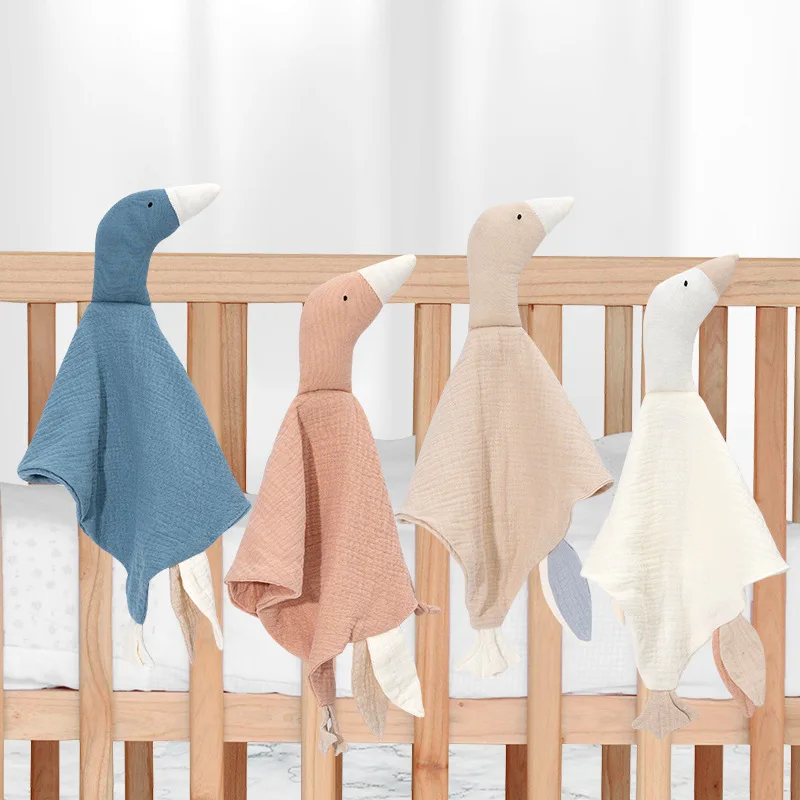 

Goose Shaped Baby Security Blanket Theething Safe Baby Towels Ultra Soft Breathe Cotton Gauze Chewable Soother Toy for Newborns