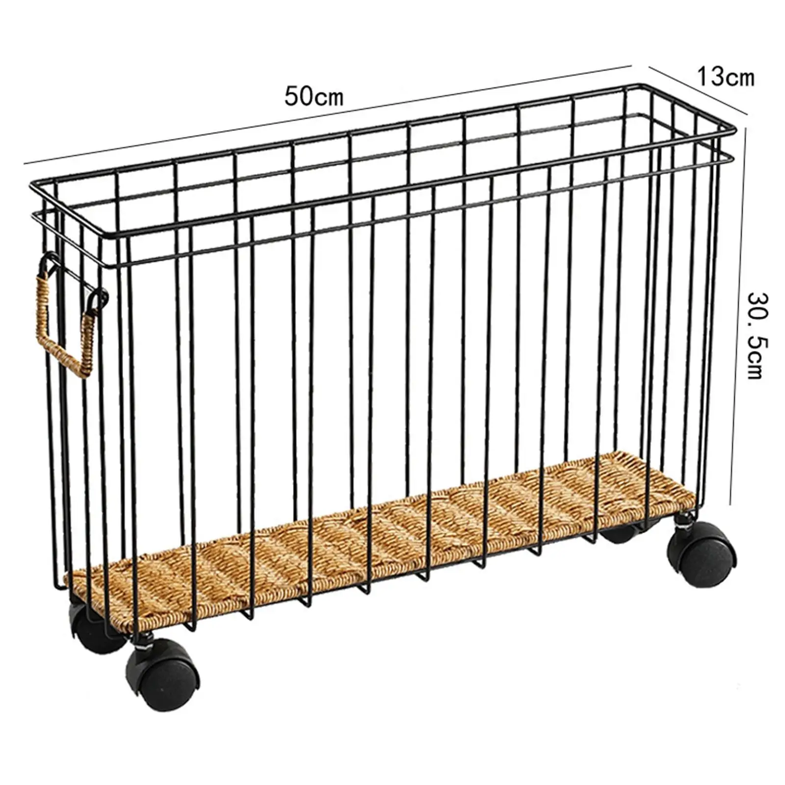Storage Basket Magazines with Wheels Trash Can Holder Home Decorative Basket