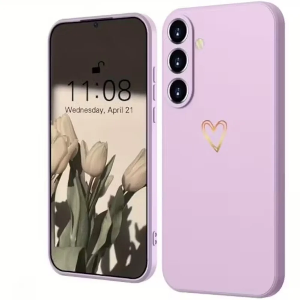 Golden Love Pattern Matte Phone Case For Samsung Galaxy A73 A72 A71 A70 A56 A55 A54 A53 A52 A51 A50 S 4G 5G With Anti-drop Cover