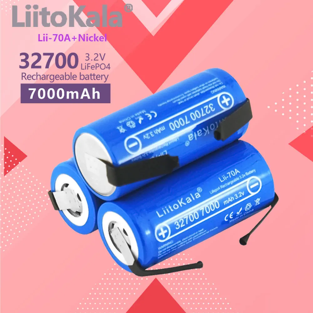 LiitoKala Lii-70A 3.2V 32700 7000mAh LiFePO4 Battery 35A Continuous Discharge Maximum 55A High Power+Nickel Sheets