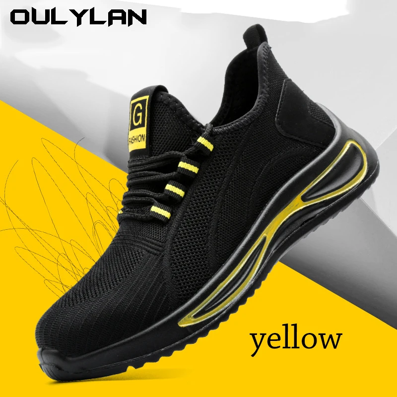 New Lightweight Breathable Men Safety Shoes Steel Toe Work Shoes For Men Anti-smashing Construction Sneaker With Reflective