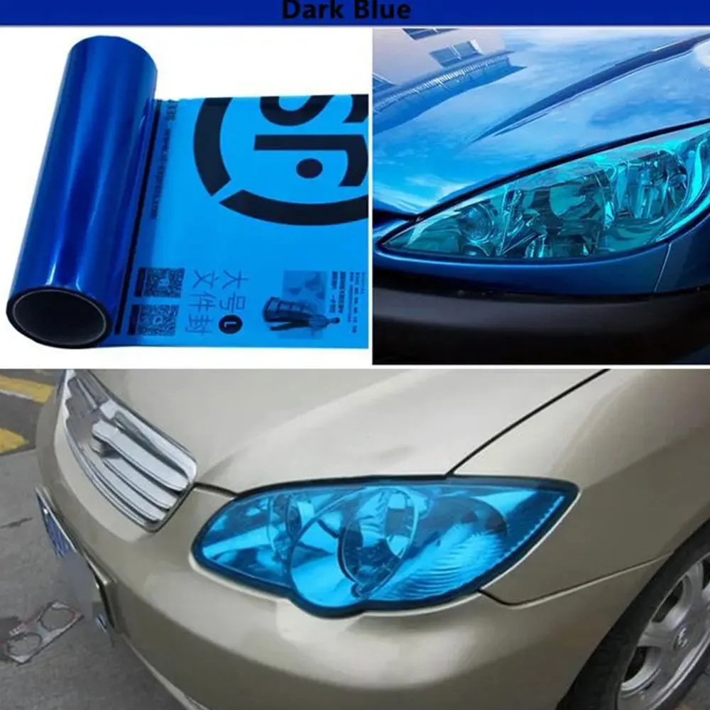 سيارة العلوي فيلم حماية الأزرق تينت فيلم مادة البلاستيكية اللون تغيير الفينيل التفاف احباط الضوء الخلفي ملصق لتصفيف السيارة