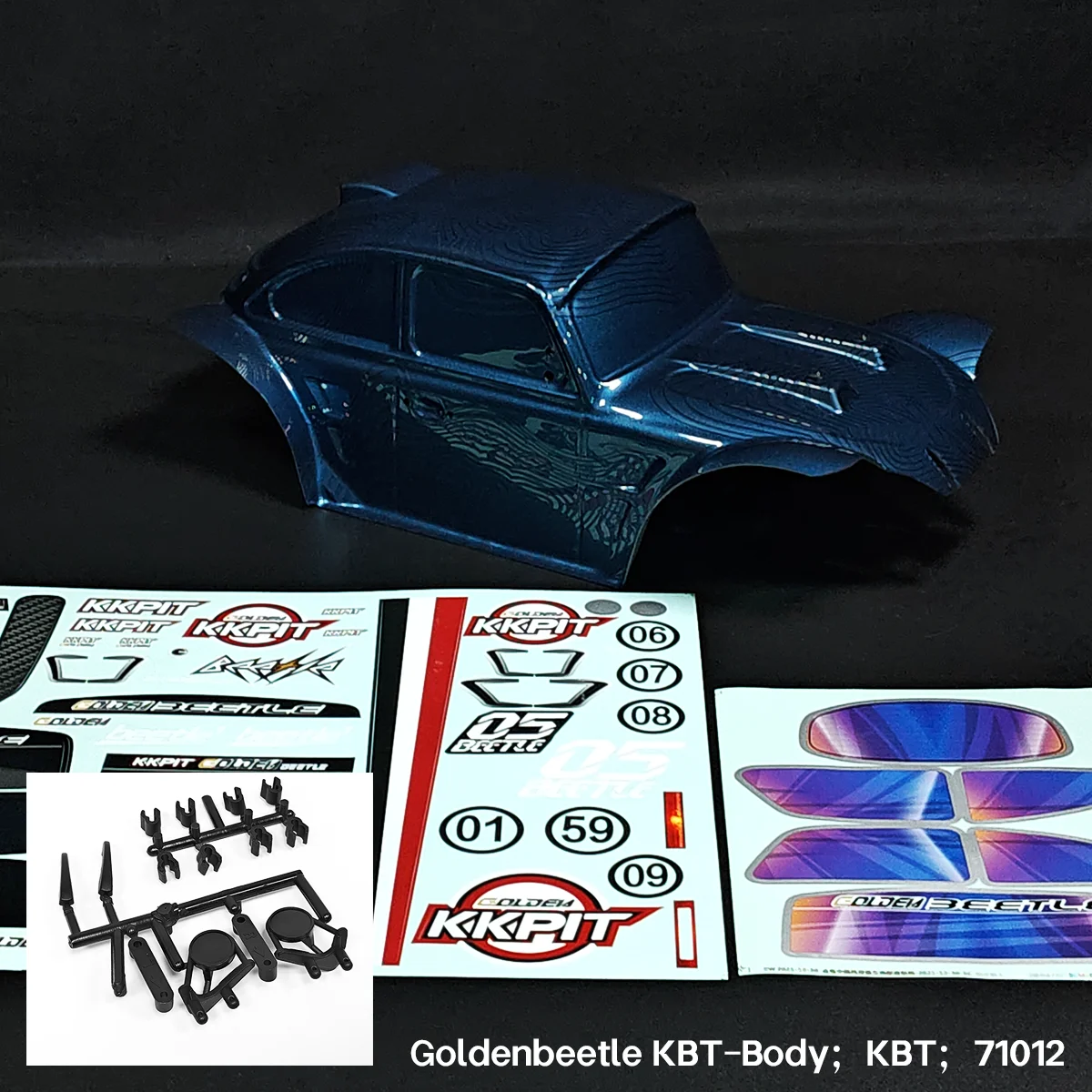 KKPIT-BODY-1/8 Pre-Cut PC1.5 DEEP BULE BEETLE Body:  KBT KPM-71012