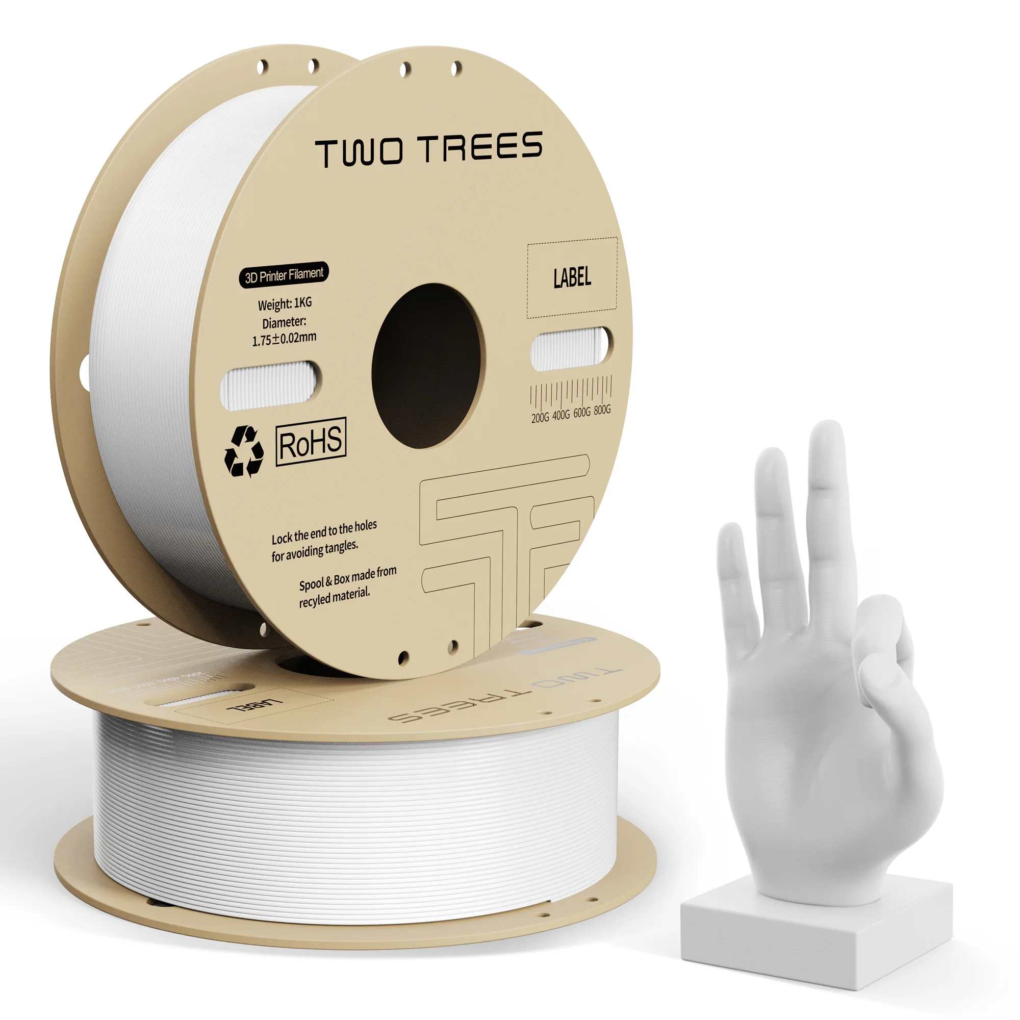 Twotrees 3D Printers PLA Filament For High Speed 3D Printer PLA Plastics 1kg 2.2lbs 1.75mm Eco-Friendly Good Tougness No Bubble