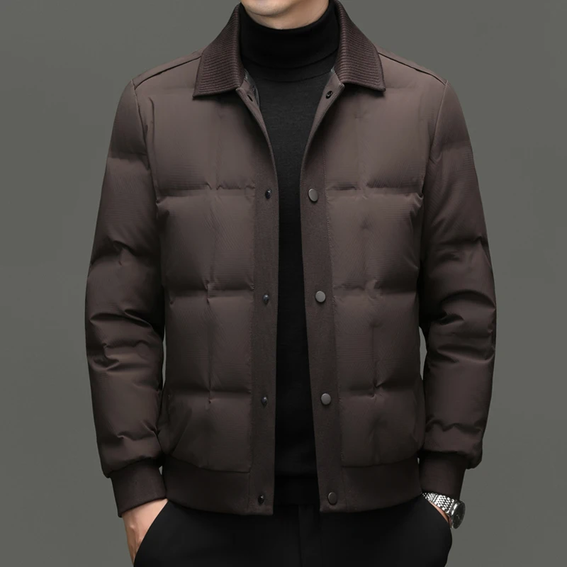 Ture 90% White Duck Jacket Men 2025 Winter Single Breasted Warm Coat Father Classic Notched Collar Duck Down Puffer Jacket