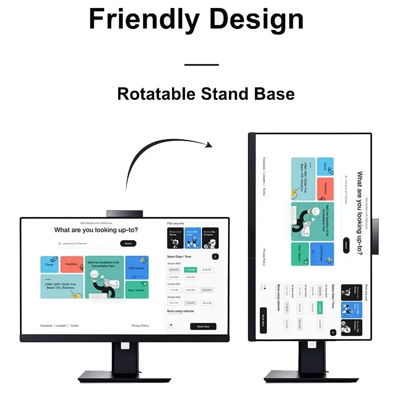 Lifting Base AIO Monoblock Computer I5/i7 10th/11th Gen 23.8inch LCD IPS SSD Win 10/11 Black Business Desktop