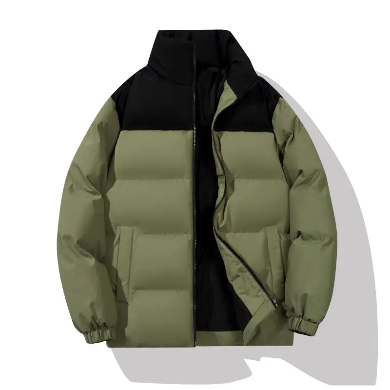 

Men's Winter Thiened Down Cotton Hooded Brand Youth Casual Filling Thickened Cotton Jacket Stand Collar Bread Style Warm Coat