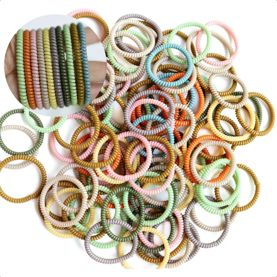 

Спиральные резинки для волос, 100 шт., эластичный шнур для телефона без складок для женщин и девочек