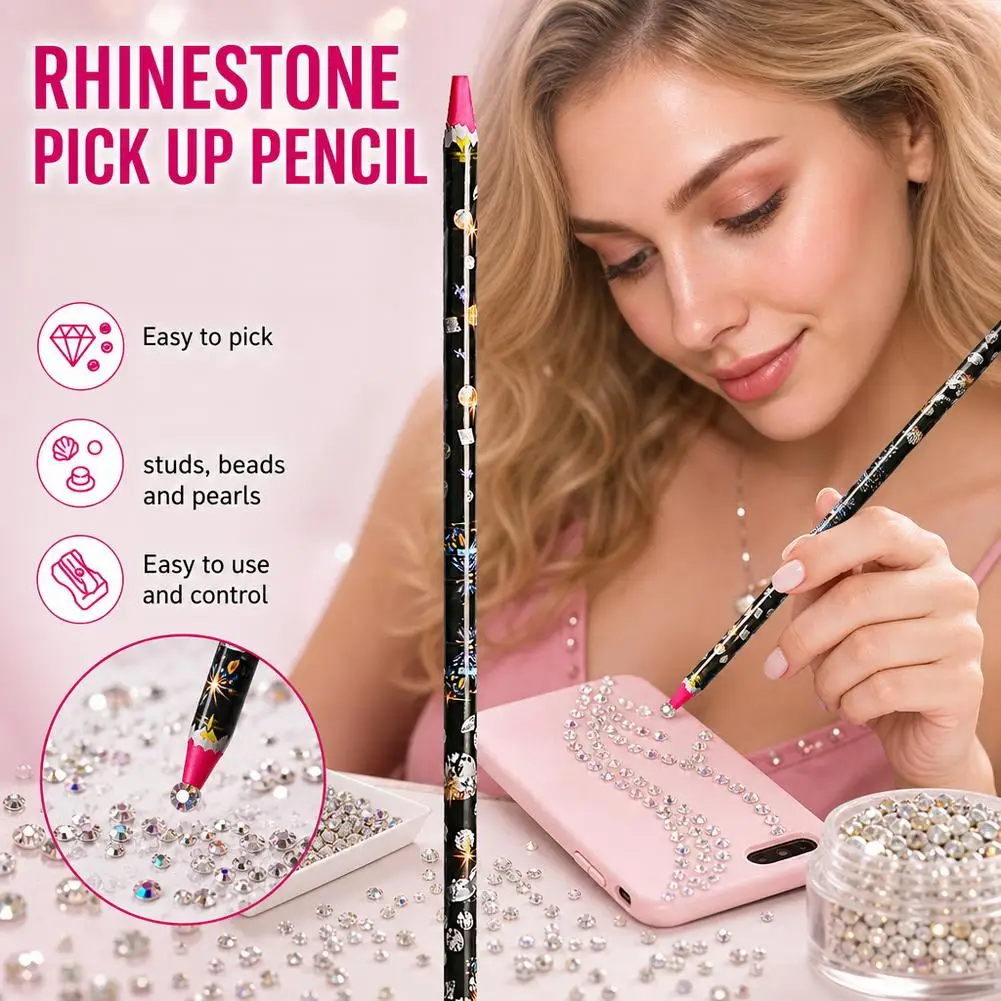 Profressional Nail Diamond Dotting Tool Beads Gems Studs Picker Tools DIY Handmade Nail Art Rhinestone Wax Pencil