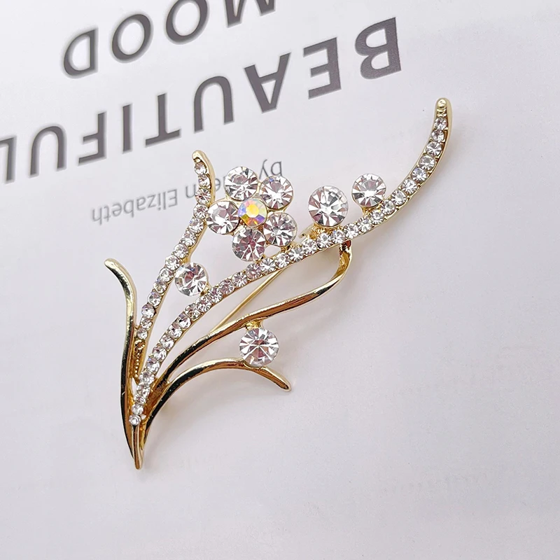 Fashion New Rhinestone Flowers Big Brooch Orchid Pins and Brooches Wedding Jewelry Corsage Dress Coat Brooch Pin Accessories