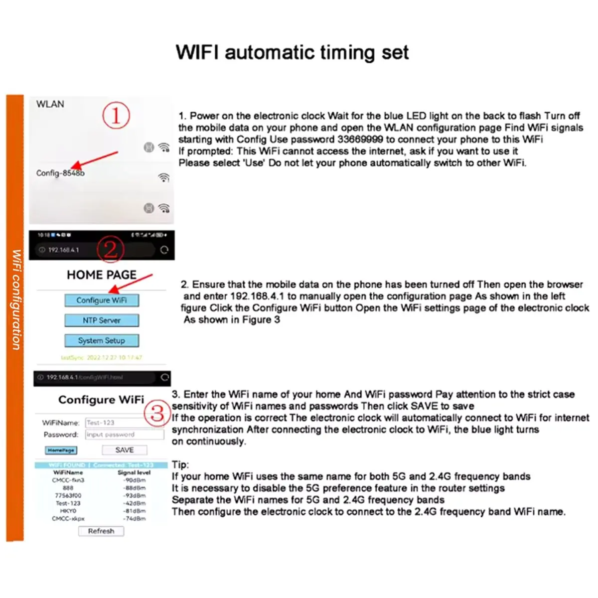 2.3inch Wifi Clock 12/24Hours Electronic Clock LED Digital TIME Display Date Alarm Clock Wireless Network WIFI Timing