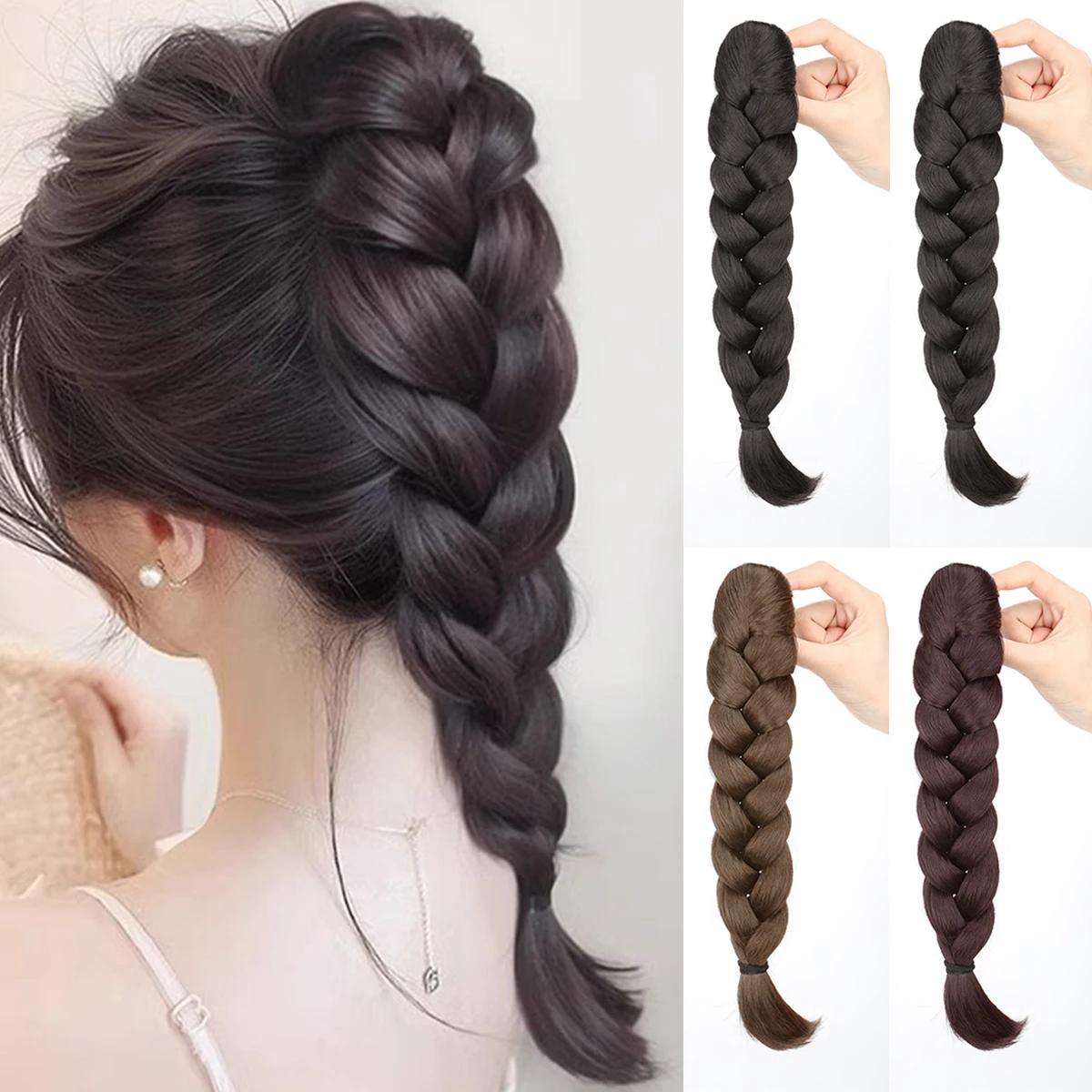 Synthetic wig ponytail catch clip women's high ponytail new Chinese twist braids natural simulation hair