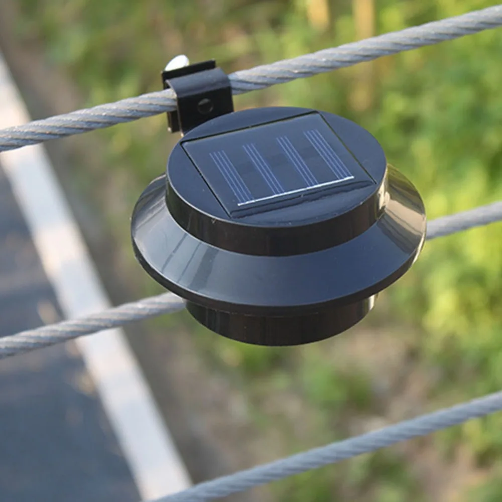 3 LED Solar Fence Light Automatic On-Off Solar Powered Solar Landscape Light No Drilling Required Weather Resistant Plastic