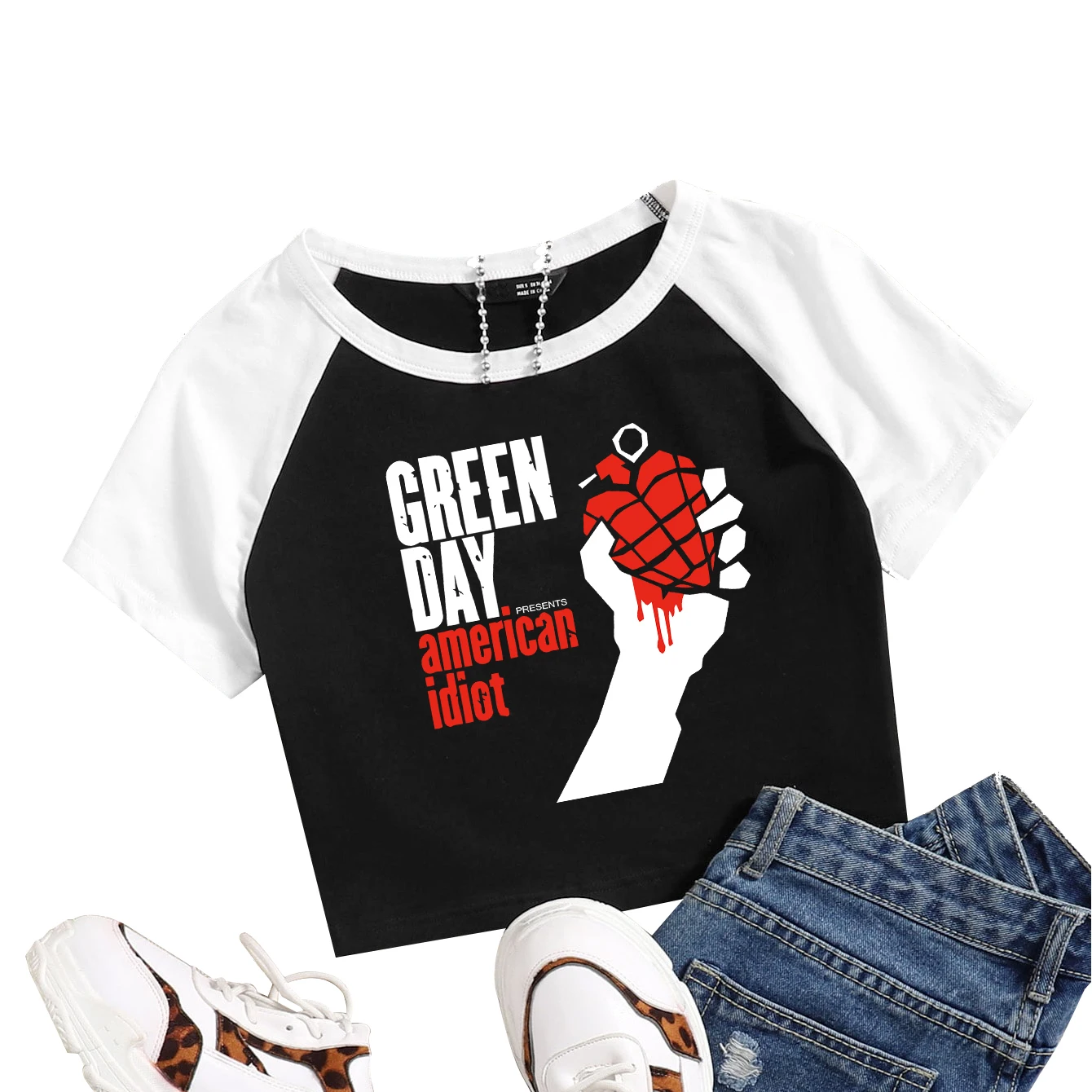 Green Day Saviors Band Merch Shirt Girls O-Neck Crop T-Shirt Summer Fans Gift Tops