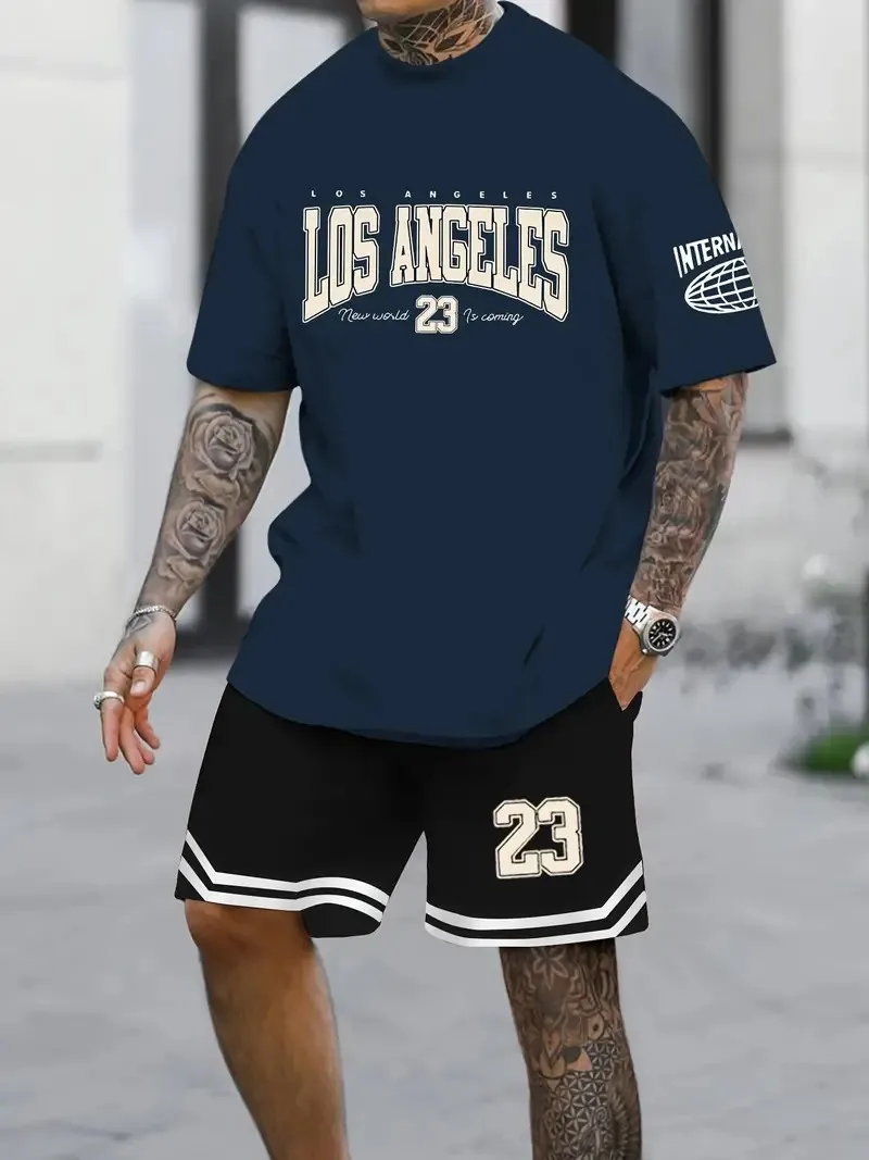 Neue männer 3D Gedruckt T-shirt Set Harajuku Mode T-shirt Kurzen ärmeln + Shorts Zwei Sets Plus Größe Freizeit sport Anzug